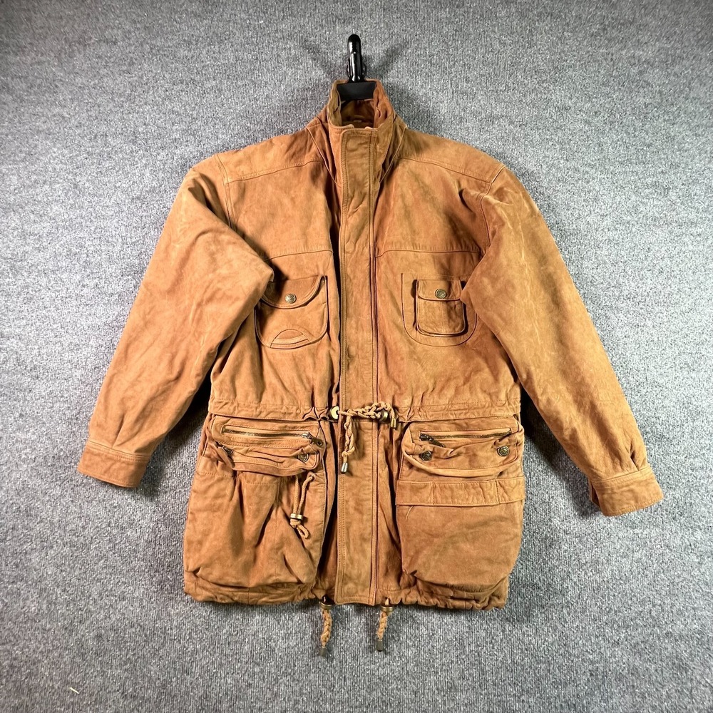 VTG J. Riggins New River Sports Field Jacket Mens Brown Leather 90s Large